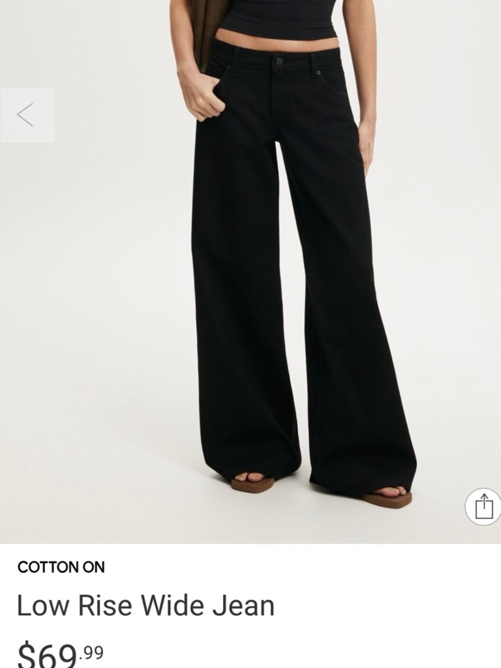 Cotton On Black Low Rise Wide Leg Jeans